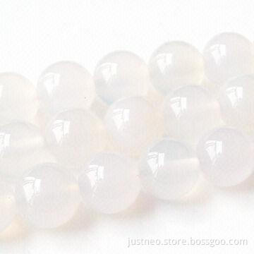 4 to 18mm white agate semi-precious loose beads gemstone, round polished